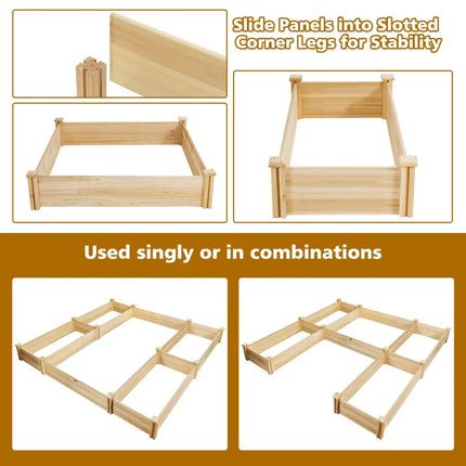 U-Shaped Wooden Garden Raised Bed for Backyard and Patio - Natural - Raised Garden Beds