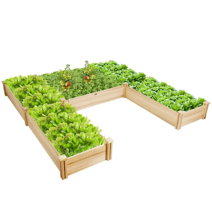U-Shaped Wooden Garden Raised Bed for Backyard and Patio - Natural - Raised Garden Beds
