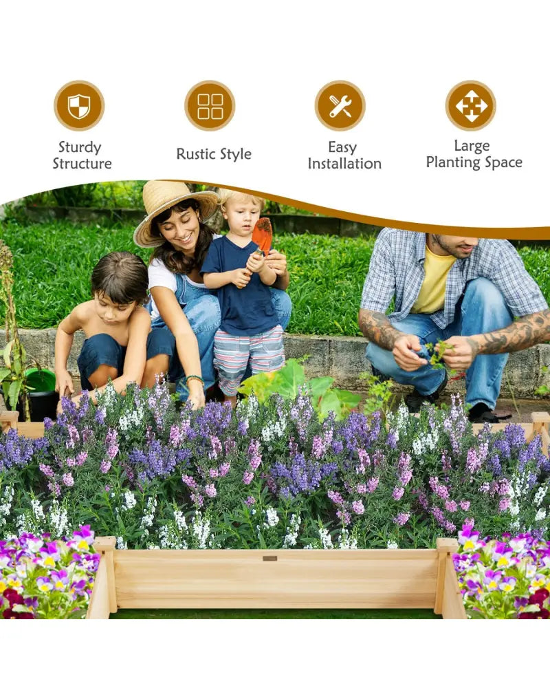 U-Shaped Wooden Garden Raised Bed for Backyard and Patio-Natural - Natural - Raised Garden Beds