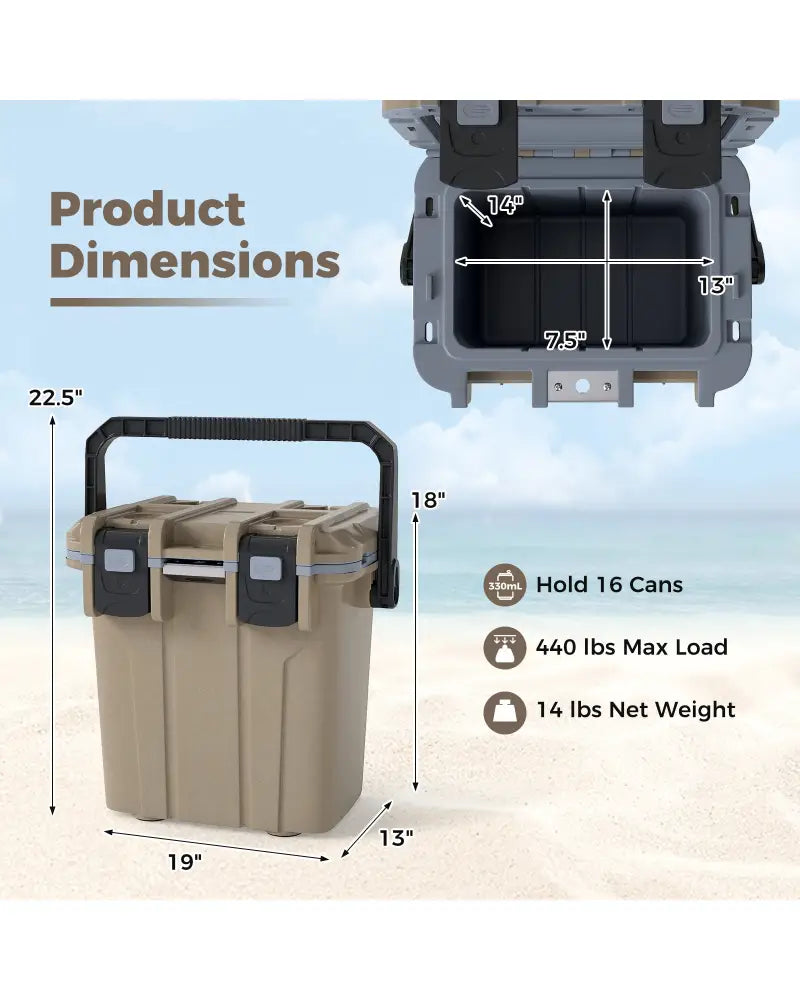 Ultra-Light Injection Molded Cooler 21 QT Hard Ice Chest-Coffee - Coffee - Coolers