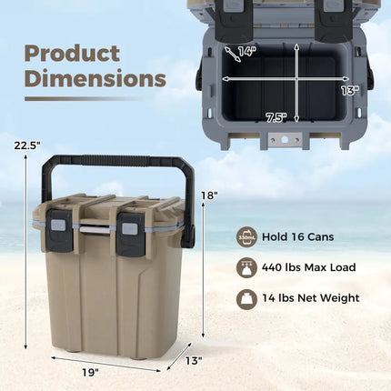 Ultra-Light Injection Molded Cooler 21 QT Hard Ice Chest-Coffee - Coffee - Coolers