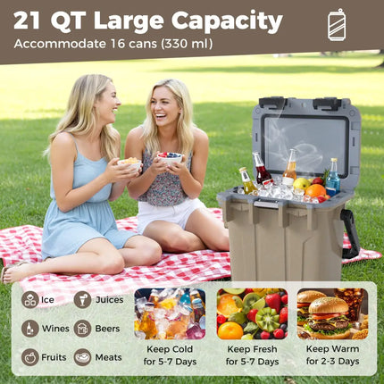 Ultra-Light Injection Molded Cooler 21 QT Hard Ice Chest-Coffee - Coffee - Coolers