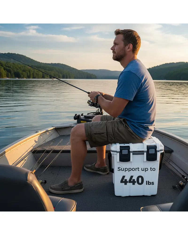 Ultra-Light Injection Molded Cooler 21 QT Hard Ice Chest-White - White - Coolers