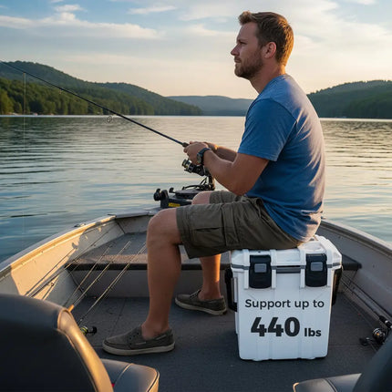 Ultra-Light Injection Molded Cooler 21 QT Hard Ice Chest-White - White - Coolers