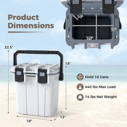 Ultra-Light Injection Molded Cooler 21 QT Hard Ice Chest-White - White - Coolers