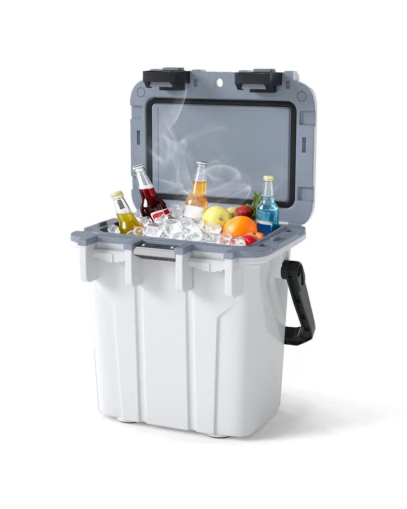 Ultra-Light Injection Molded Cooler 21 QT Hard Ice Chest-White - White - Coolers