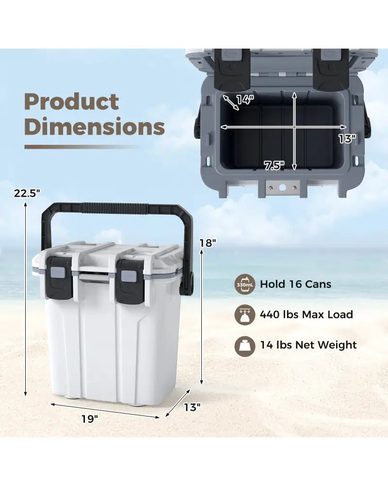 Ultra-Light Injection Molded Cooler 21 QT Hard Ice Chest-White - White - Coolers