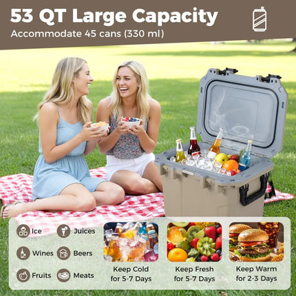 Ultra-Light Injection Molded Cooler 53 QT Hard Ice Chest-Coffee - Coffee - Coolers