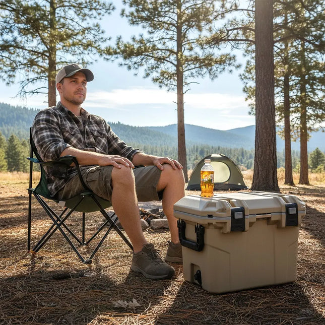 Ultra-Light Injection Molded Cooler 53 QT Hard Ice Chest-Coffee - Coffee - Coolers