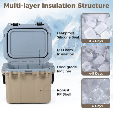 Ultra-Light Injection Molded Cooler 53 QT Hard Ice Chest-Coffee - Coffee - Coolers