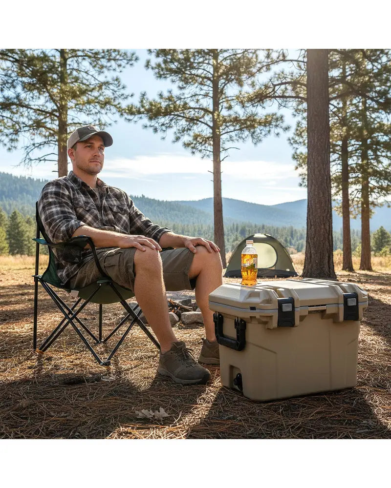 Ultra-Light Injection Molded Cooler 53 QT Hard Ice Chest-Coffee - Coffee - Coolers