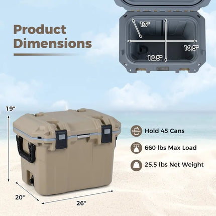 Ultra-Light Injection Molded Cooler 53 QT Hard Ice Chest-Coffee - Coffee - Coolers