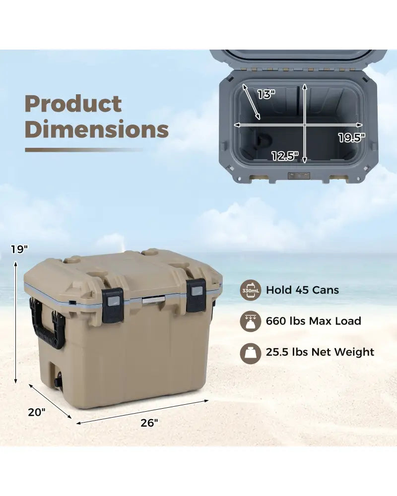Ultra-Light Injection Molded Cooler 53 QT Hard Ice Chest-Coffee - Coffee - Coolers