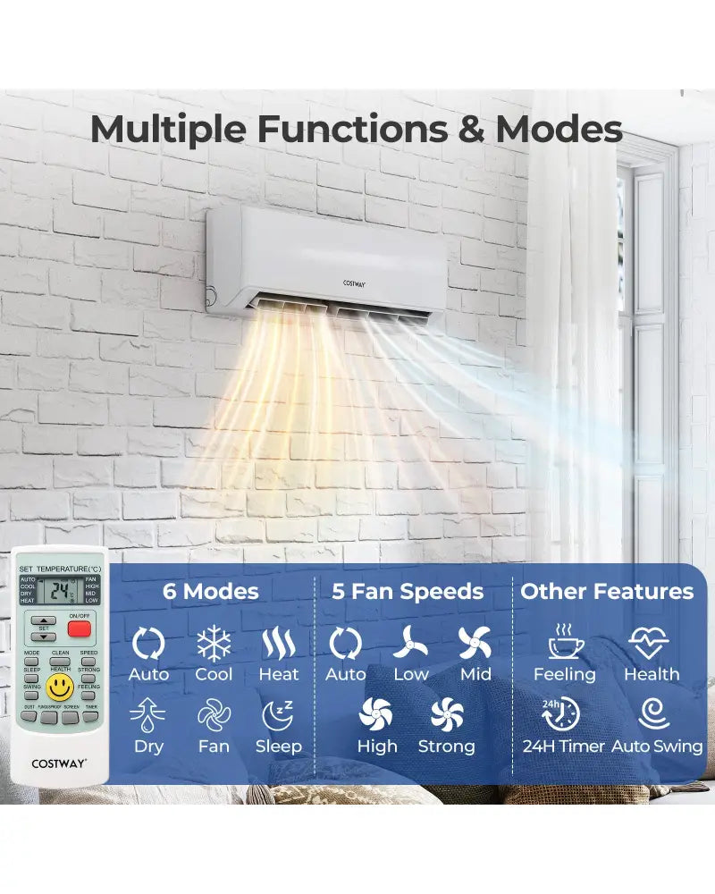 UltrEco Series 18000 BTU 2 Zone 22 SEER2 Mini Split Air Conditioner Wifi Enabled with Heat Pump-7K + 7K - White - 2