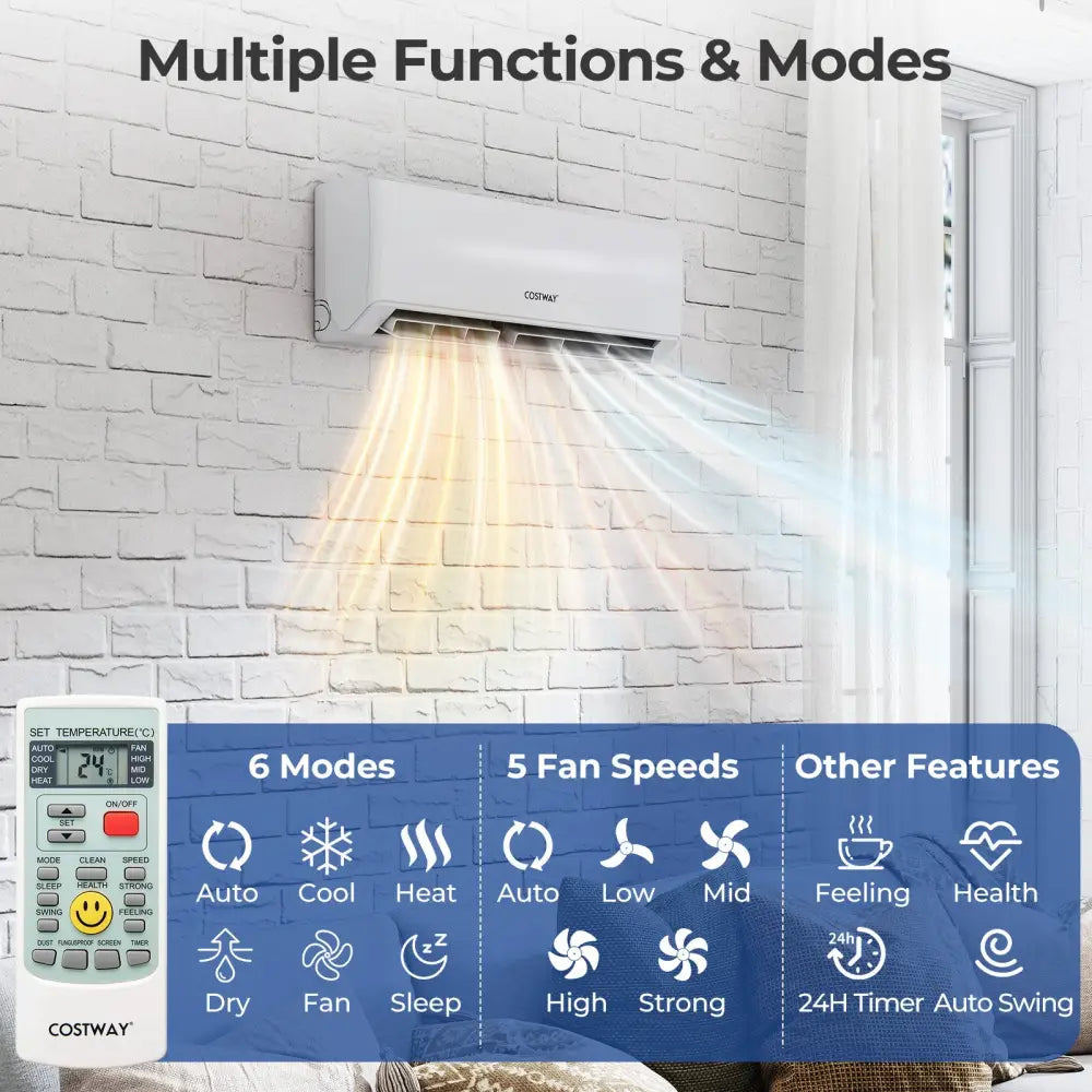 UltrEco Series 18000 BTU 2 Zone 22 SEER2 Mini Split Air Conditioner Wifi Enabled with Heat Pump-7K + 9K - White - 2