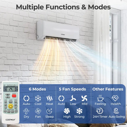 UltrEco Series 24000 BTU 2 Zone 23 SEER2 Mini Split Air Conditioner Wifi Enabled with Heat Pump-9K + 12K - White - 2
