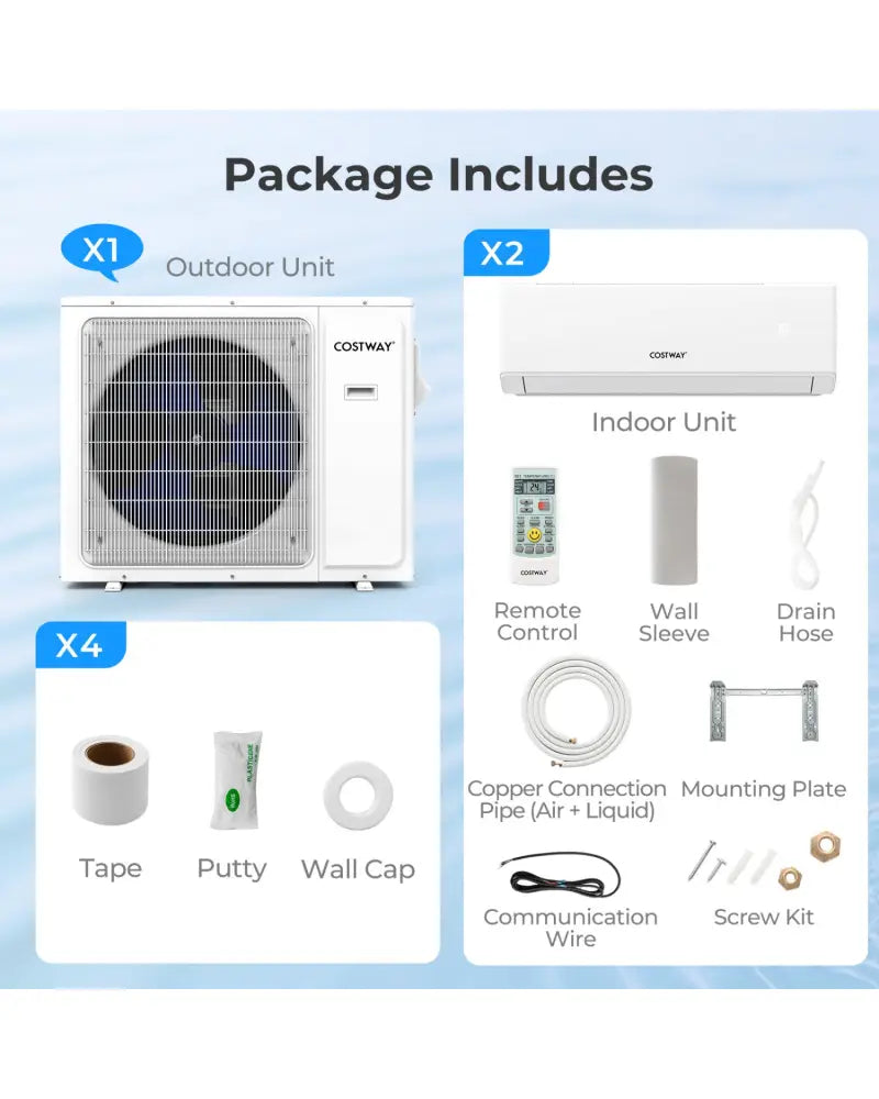 UltrEco Series 24000 BTU 2 Zone 23 SEER2 Mini Split Air Conditioner Wifi Enabled with Heat Pump-7K + 12K - White - 2