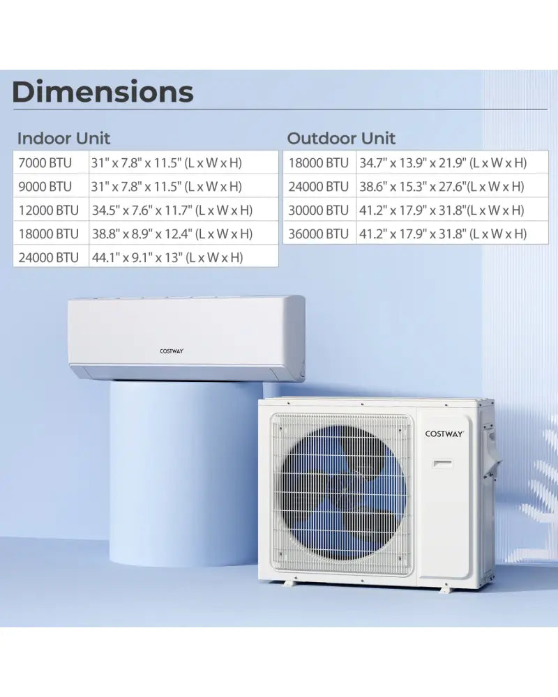 UltrEco Series 24000 BTU 2 Zone 23 SEER2 Mini Split Air Conditioner Wifi Enabled with Heat Pump-7K + 12K - White - 2