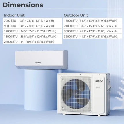 UltrEco Series 24000 BTU 3 Zone 23 SEER2 Mini Split Air Conditioner Wifi Enabled with Heat Pump-7K + 9K + 9K - White