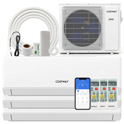UltrEco Series 24000 BTU 3 Zone 23 SEER2 Mini Split Air Conditioner Wifi Enabled with Heat Pump-9K + 9K + 12K - White