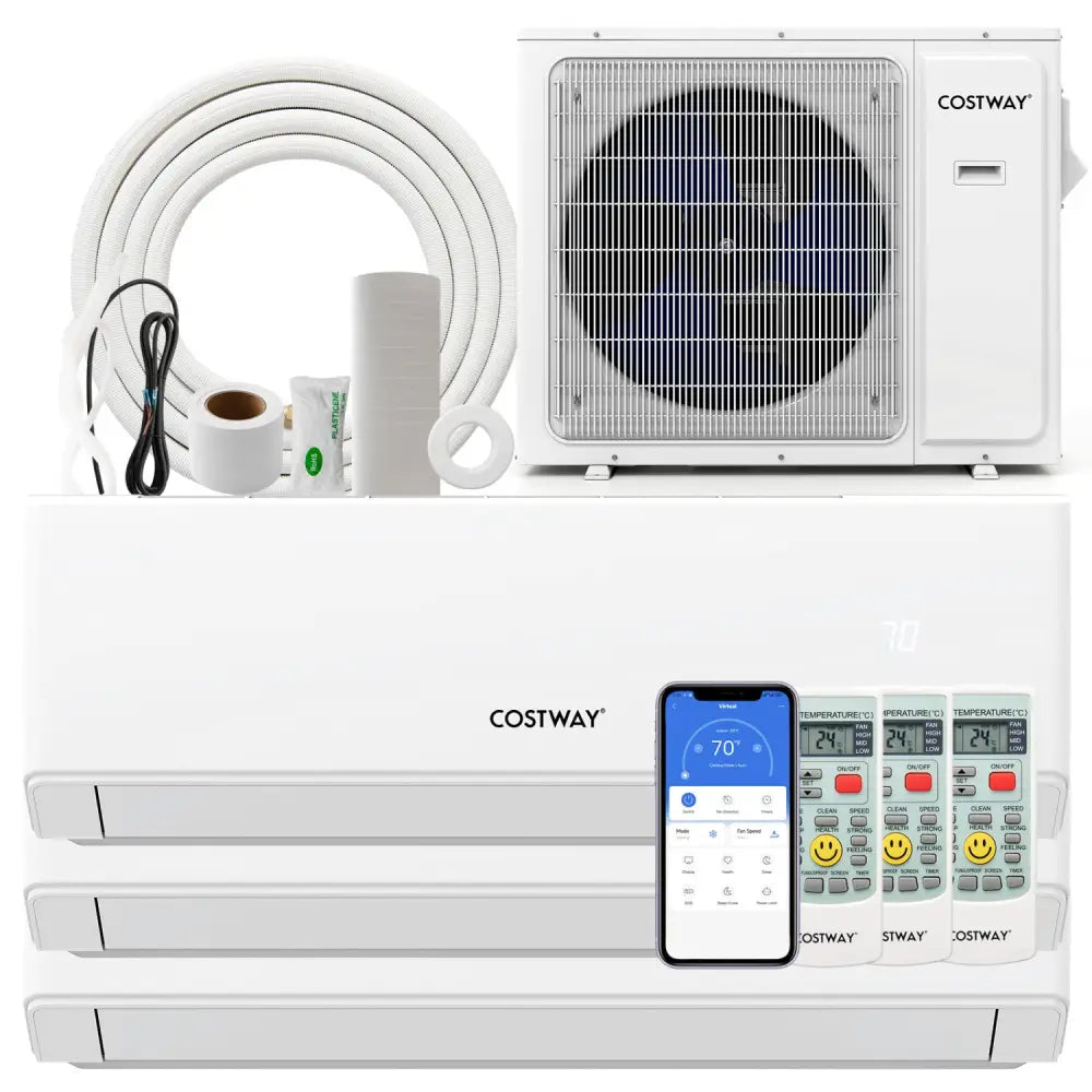 UltrEco Series 24000 BTU 3 Zone 23 SEER2 Mini Split Air Conditioner Wifi Enabled with Heat Pump-7K + 7K + 7K - White