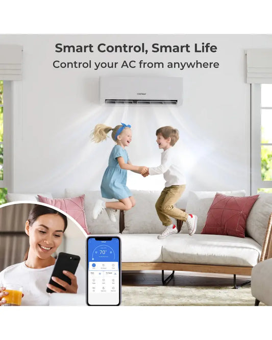 UltrEco Series 36000 BTU 3 Zone 23 SEER2 Mini Split Air Conditioner Wifi Enabled with Heat Pump-7K + 9K + 24K - White