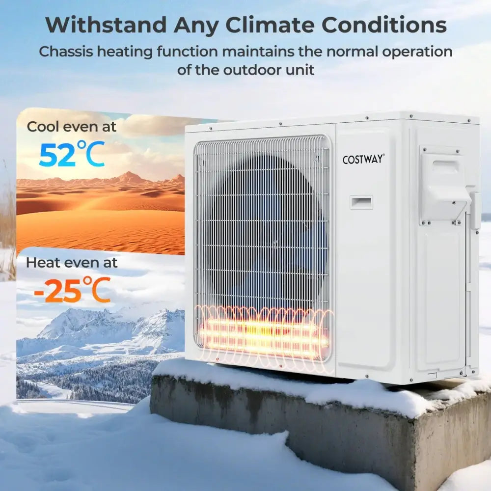 UltrEco Series 36000 BTU 3 Zone 23 SEER2 Mini Split Air Conditioner Wifi Enabled with Heat Pump-7K + 9K + 24K Costway
