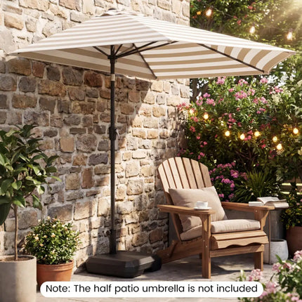Umbrella Base for Half Patio Umbrellas 48.5 lbs Water & Sand Fillable Umbrella Stand - Outdoor Umbrella Bases