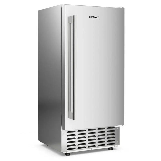Under Counter Nugget Ice Maker with Self-Cleaning and 24H Timer-Silver Costway
