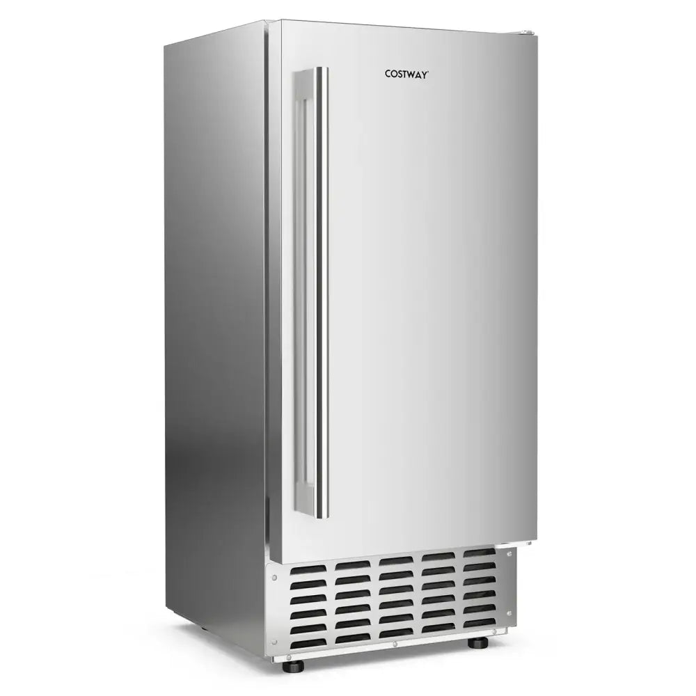 Under Counter Nugget Ice Maker with Self-Cleaning and 24H Timer-Silver Costway