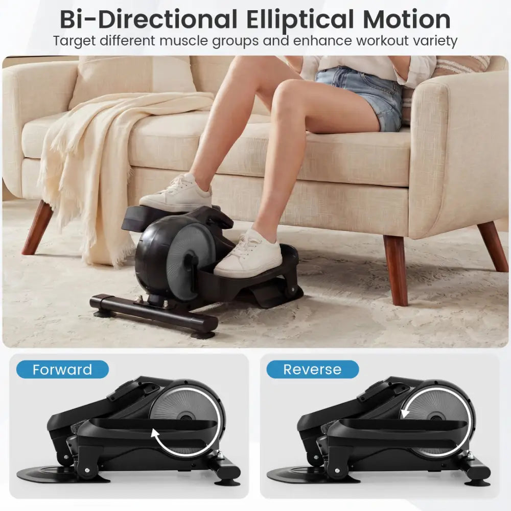Under Desk Elliptical Pedal Exerciser Adjustable Magnetic Resistance-Silver - Silver - Elliptical Trainers