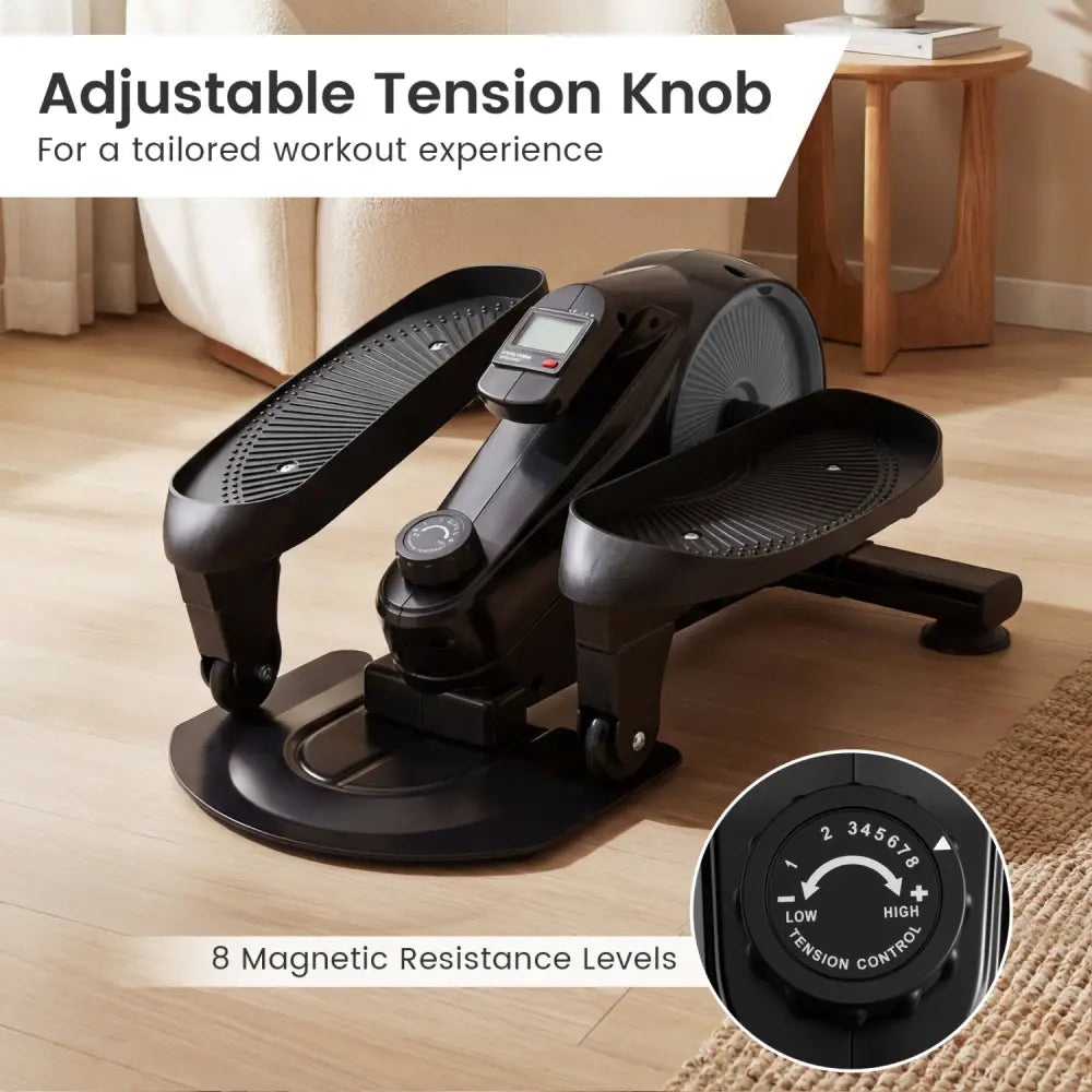 Under Desk Elliptical Pedal Exerciser Adjustable Magnetic Resistance-Silver - Silver - Elliptical Trainers