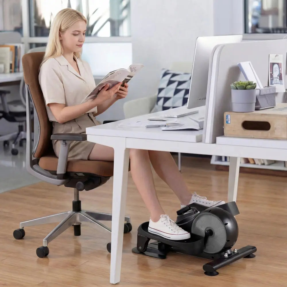 Under Desk Elliptical Pedal Exerciser Adjustable Magnetic Resistance-Silver - Silver - Elliptical Trainers