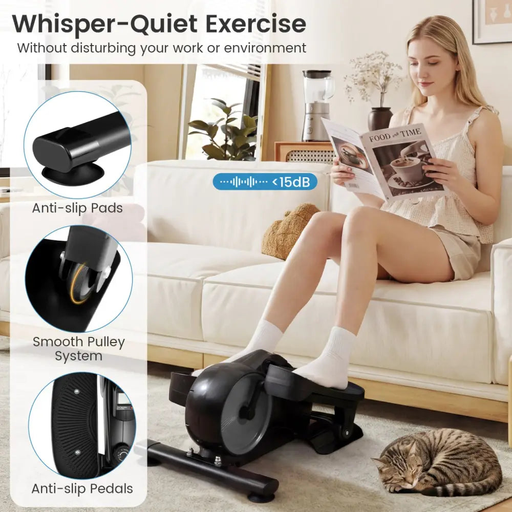 Under Desk Elliptical Pedal Exerciser Adjustable Magnetic Resistance-Silver - Silver - Elliptical Trainers