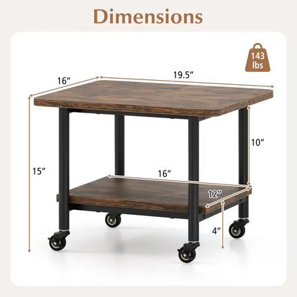 Under Desk Printer Stand with 360Â° Swivel Casters-Brown - Brown - Laptop Tables & Printer Stands