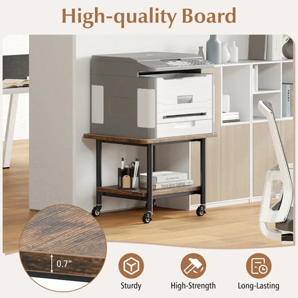 Under Desk Printer Stand with 360Â° Swivel Casters-Brown - Brown - Laptop Tables & Printer Stands