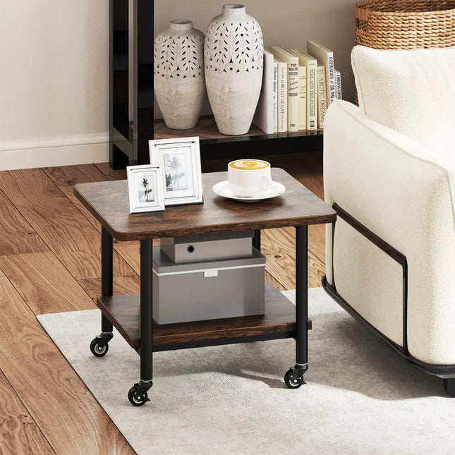 Under Desk Printer Stand with 360Â° Swivel Casters-Brown - Brown - Laptop Tables & Printer Stands