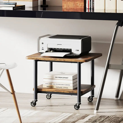Under Desk Printer Stand with 360Â° Swivel Casters-Brown - Brown - Laptop Tables & Printer Stands