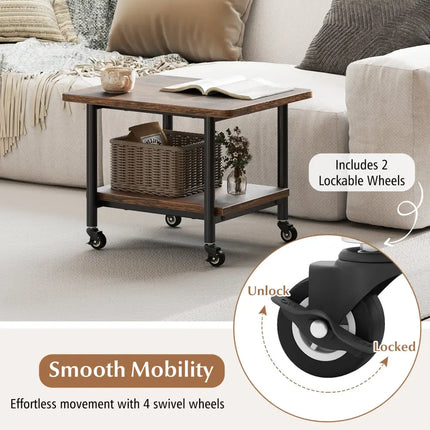 Under Desk Printer Stand with 360Â° Swivel Casters-Brown - Brown - Laptop Tables & Printer Stands