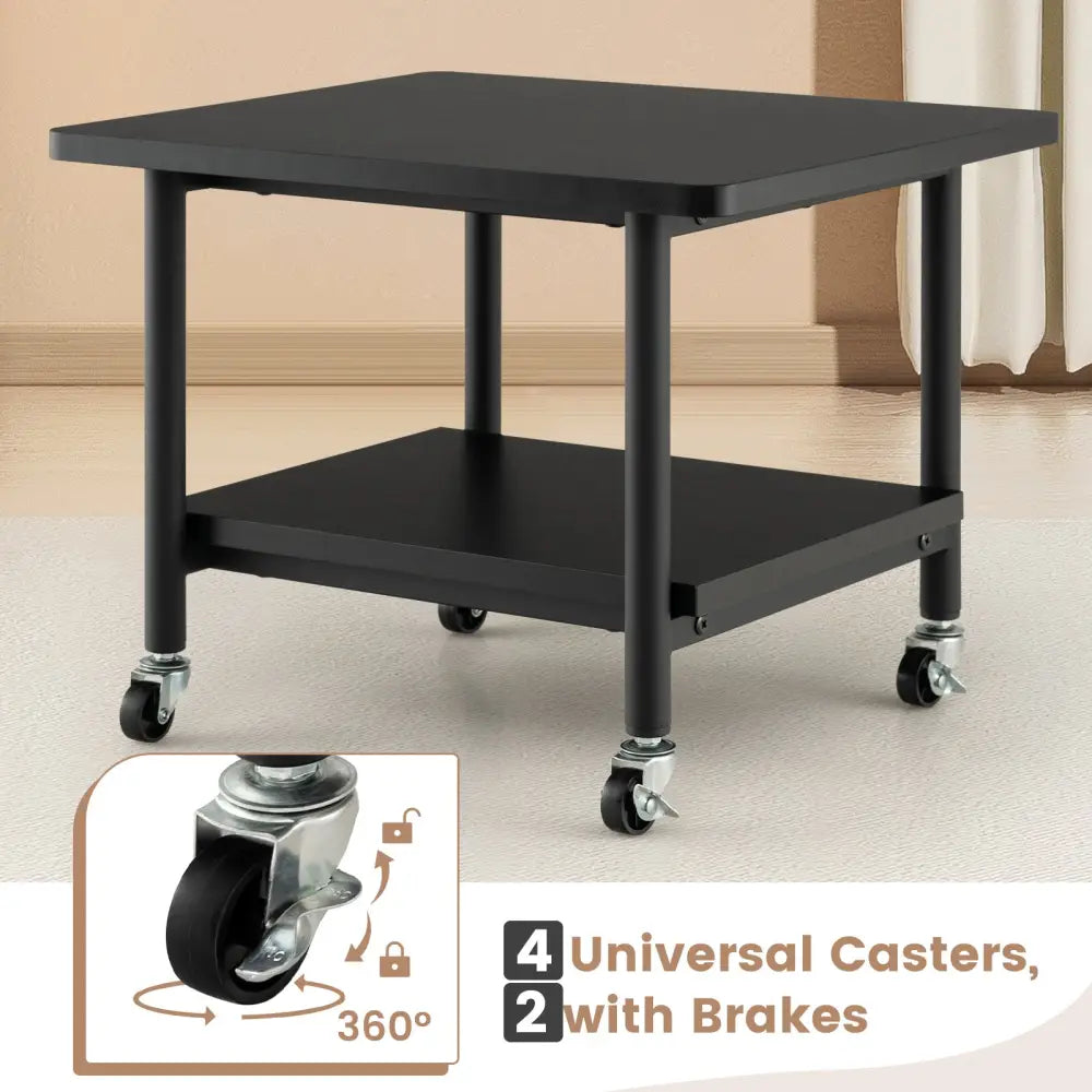 Under Desk Printer Stand with 4 Wheels and Locking Mechanism-Black - Black - Laptop Tables & Printer Stands