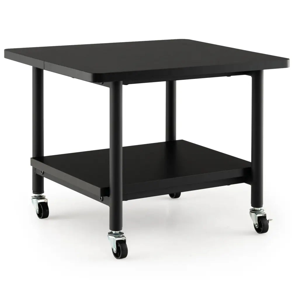 Under Desk Printer Stand with 4 Wheels and Locking Mechanism-Black - Black - Laptop Tables & Printer Stands