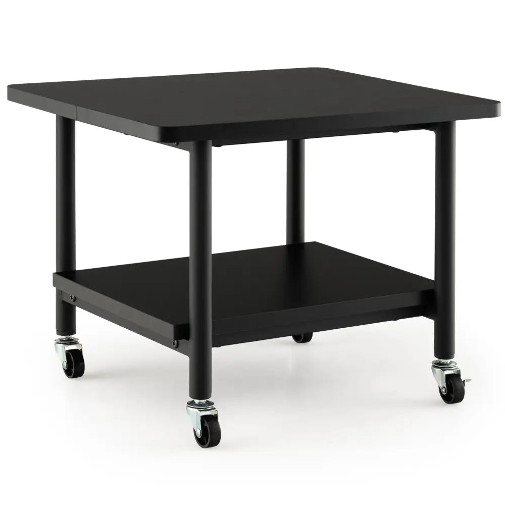 Under Desk Printer Stand with 4 Wheels and Locking Mechanism-Black - Black - Laptop Tables & Printer Stands
