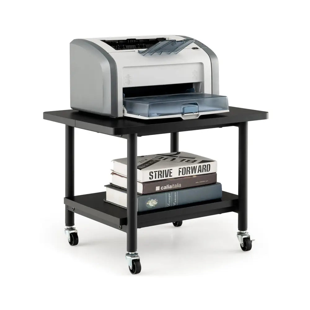 Under Desk Printer Stand with 4 Wheels and Locking Mechanism-Black - Black - Laptop Tables & Printer Stands