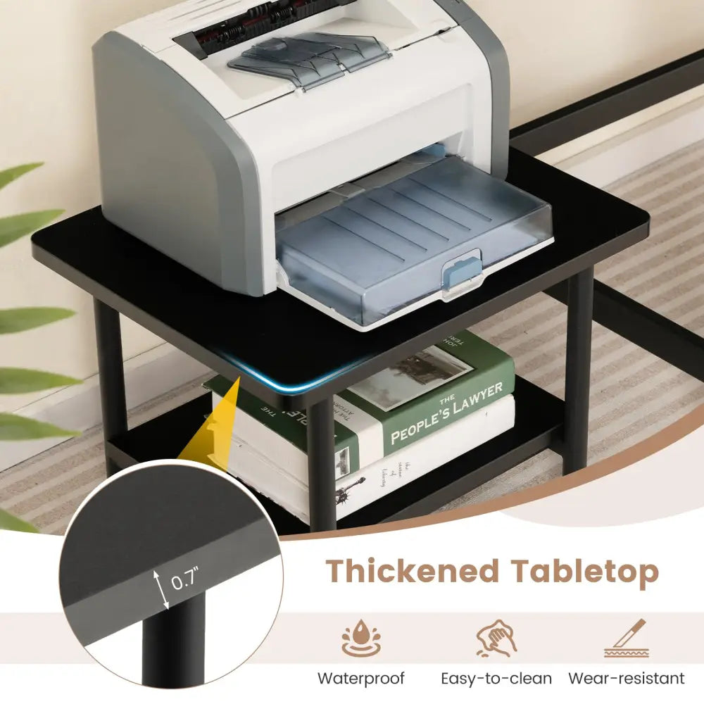 Under Desk Printer Stand with 4 Wheels and Locking Mechanism-Black - Black - Laptop Tables & Printer Stands