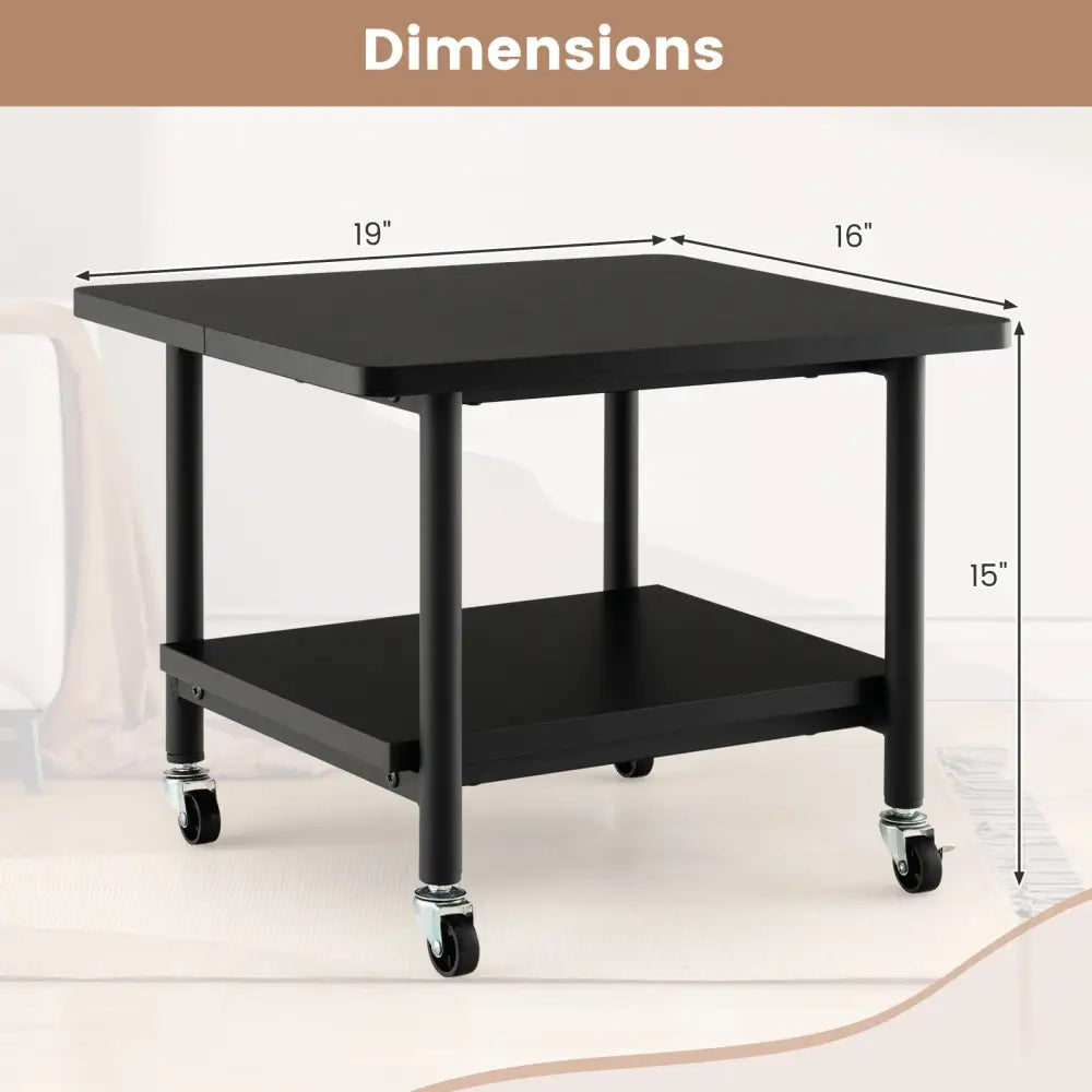 Under Desk Printer Stand with 4 Wheels and Locking Mechanism-Black - Black - Laptop Tables & Printer Stands