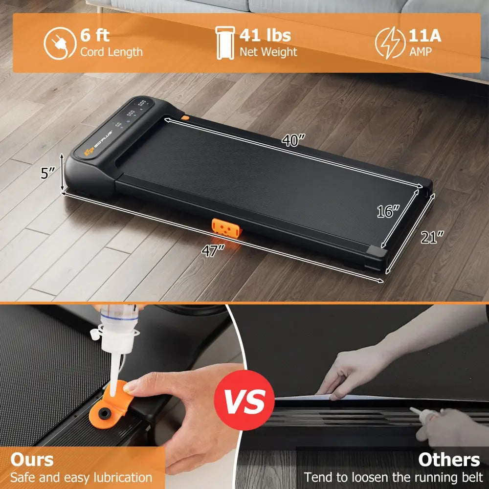 Under Desk Walking Pad Treadmill for Home/Office with Watch-Like Remote Control - Black - Treadmills