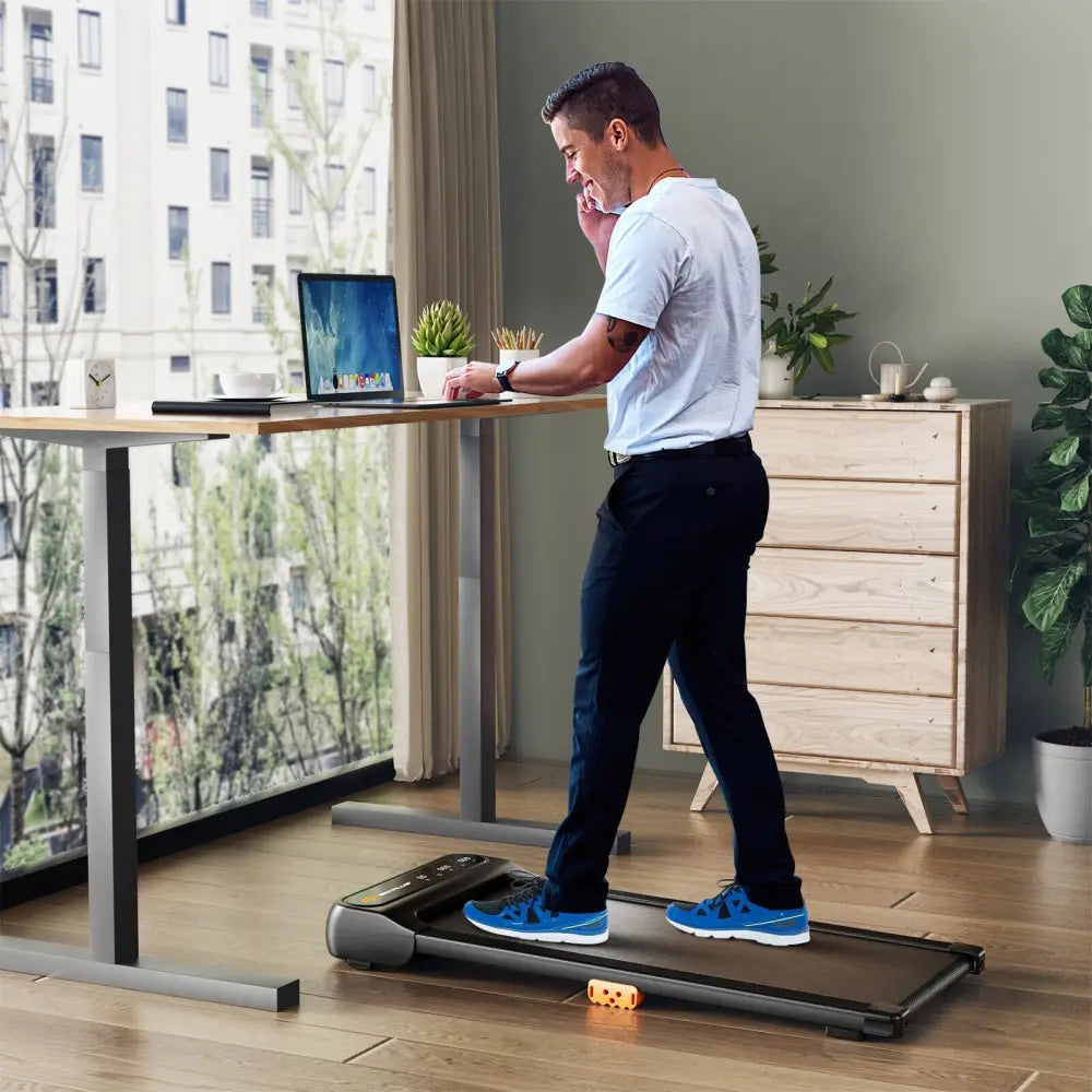 Under Desk Walking Pad Treadmill for Home/Office with Watch-Like Remote Control - Black - Treadmills