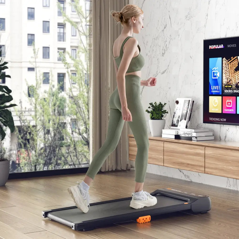 Under Desk Walking Pad Treadmill for Home/Office with Watch-Like Remote Control - Black - Treadmills