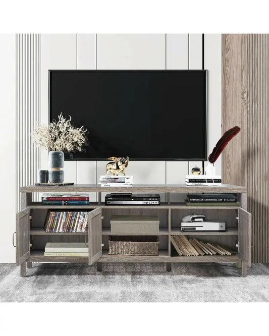 Universal TV Stand Entertainment Media Center for TV’s up to 65 Inch-Gray - Gray - Entertainment Centers & TV Stands