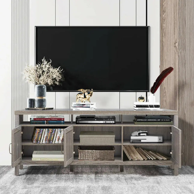 Universal TV Stand Entertainment Media Center for TV’s up to 65 Inch-Gray - Gray - Entertainment Centers & TV Stands